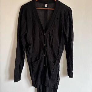 Black Women's Button-Front Cardigan Sweater